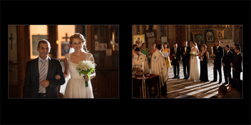 Bride being walked down the church aisle by her father
